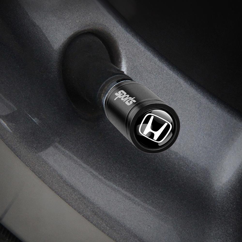 AAAKY1 4Pcs Car Metal Logo Wheel Stem Air Valve Caps Tire Dust Cover For Honda Civic 10 11th Gen Hrv Jazz City Fit Accord 7 Crv Odyssey