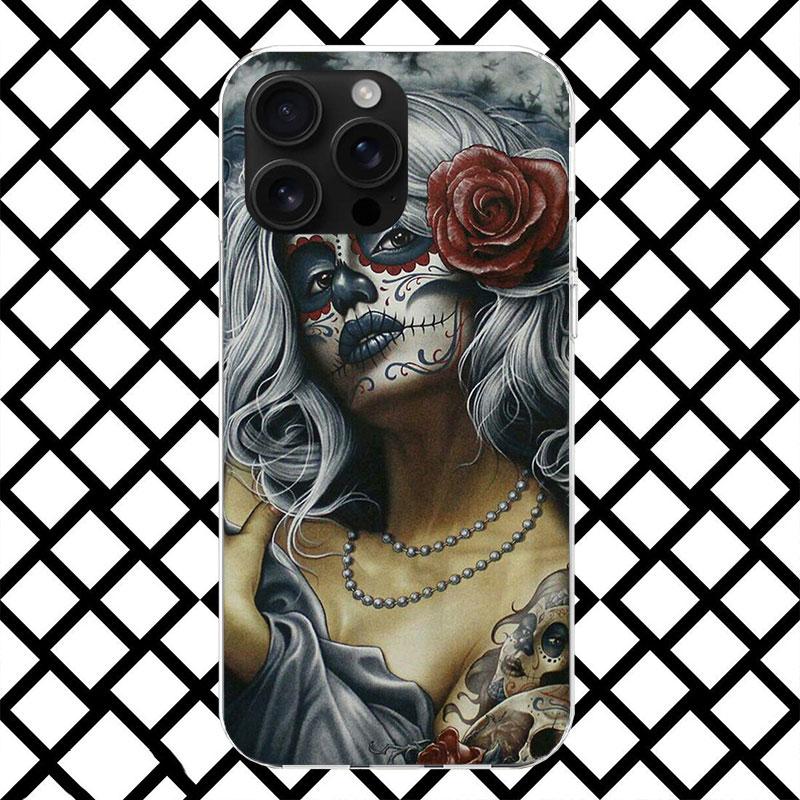 Чехол для телефона Catrina Beautiful Rose Girl Skull для iPhone 17 Air 16 16E 15 14 Plus 13 Mini 12 11 Pro Max 7 8 + SE 2020 Мягкий чехол