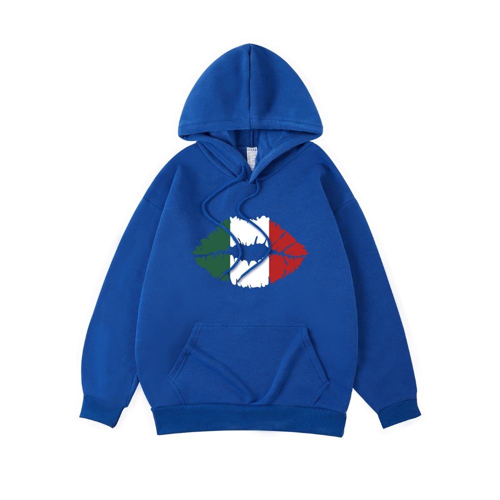 Толстовки с принтом губ цвета флага Мексики, женские повседневные толстовки с карманом, зимние толстовки, базовая спортивная женская одежда