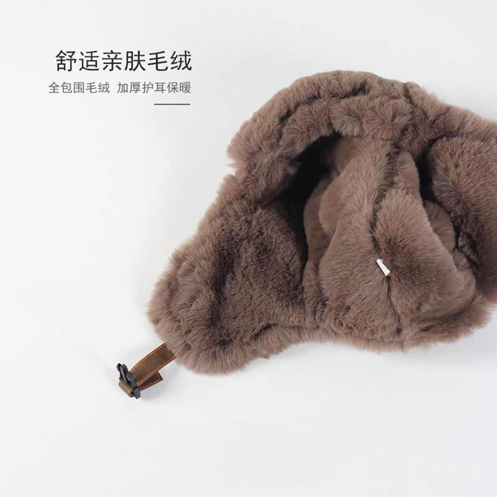 Ретро шапка-пилот мужская и женская зимняя бархатная из ПУ кожи теплая для улицы для велоспорта защита от холода для ушей модная