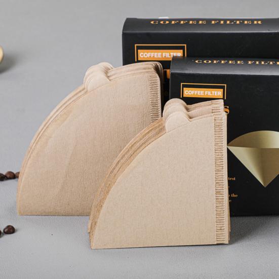 100 шт. одноразовые кофейные фильтры-конусы, неотбеленные натуральные фильтры, бумажные, гладкие кофейные аксессуары для кофемашины с функцией капельного заваривания, френч-пресса