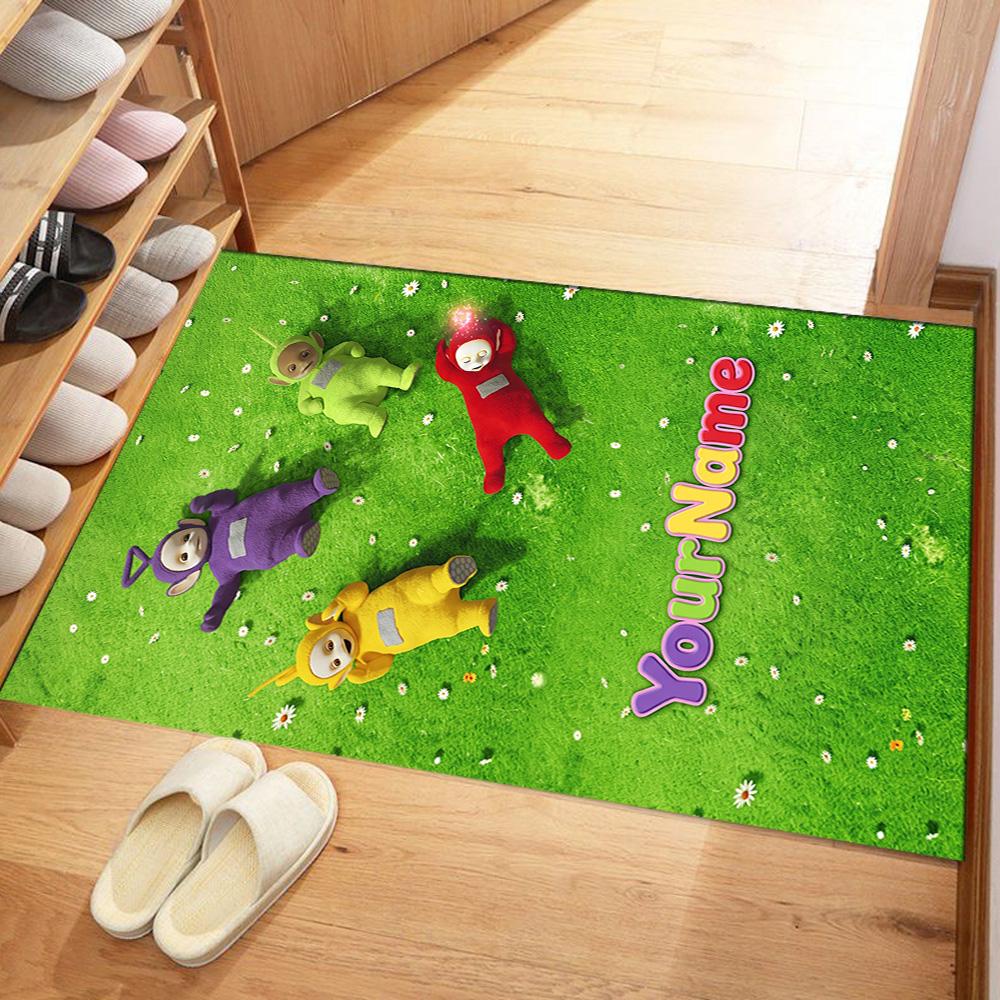 Teletubbies Customize Your Name Carpet Perfect for Foyer Bedrooms Dining Room Kitchen Anti-slip Rug Anime Office Decor Spiritual Gift