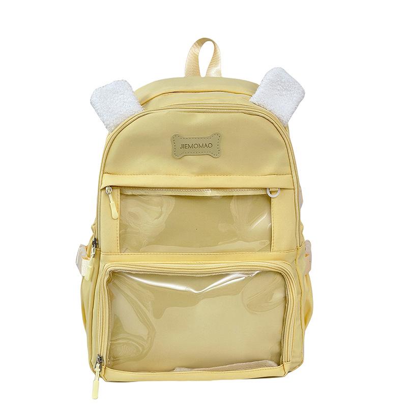 Japanese Small Fresh Cute Puppy Backpack High Value Girl Transparent Pain Bag High Capacity Backpack for Junior and Senior High School Students