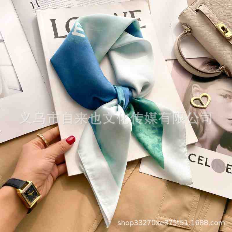 Versatile fashion floral 71 imitation silk square scarf scarf high-end polka dot neck silk scarf rhombus spring
