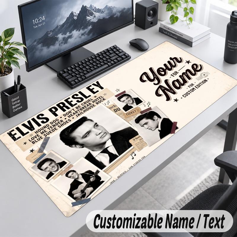 Elvis Presley Personalized Large Mouse Pad Custom Name Text Extended Desk Mat Gaming Mousepad