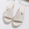 Женские парусиновые тапочки на танкетке 2025 Лето Новая Мода Элегантные Туфли на Платформе с Открытым Носком Большого Размера Женские Сандалии Zapatos De Mujer