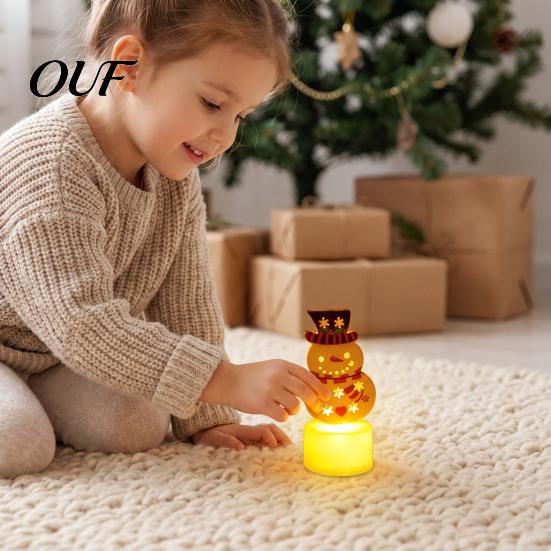Warm White Decorative Lights Christmas Electronic Candle, Flameless LED Candles, Light Santa Claus Battery Operated Tabletop Decor Snowman Tree