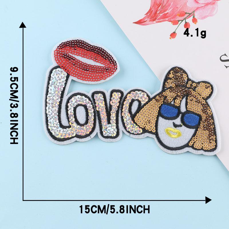 Этикетка из ткани с вышивкой бисером и пайетками Duoku для самостоятельной нашивки на одежду