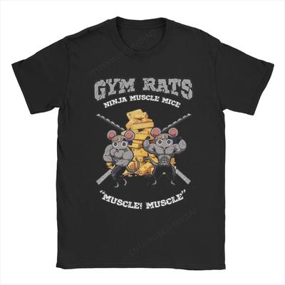 Футболка для мужчин Gym Rats Ninju Muscle Mice Muki Muscular, аниме-футболка с коротким рукавом и круглым вырезом, из чистого хлопка с принтом.