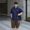 Japanese Retro Fashion Brand Summer Loose Denim Short Sleeved Shirt Artistic Youth Workwear Shirt Men'S And Women'S Layered Jacket