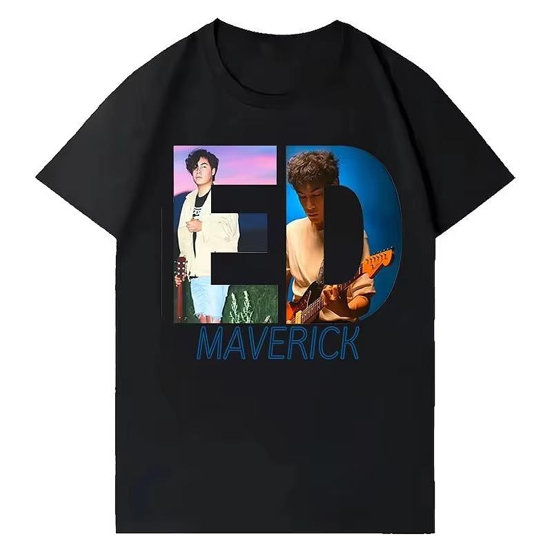Singer Ed Maverick Album Graphics Tees Unisex Women Tshirts Fashion Shortsleeved Pure Cotton Pop Aesthetic Harajuku Cozy Tshirts