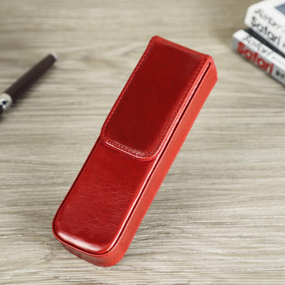 Роскошный футляр для перьевых ручек из натуральной кожи, 2 слота, для женщин и мужчин, дорожный кейс для хранения ручек, офисный, школьный, для колледжа, ручка, карандаш, канцелярские товары