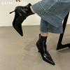 Кожаные женские ботильоны на высоком каблуке с острым носком, модная сексуальная обувь, новый бренд 2025 года, дизайнерские туфли-лодочки, зимние туфли Botas De Mujer