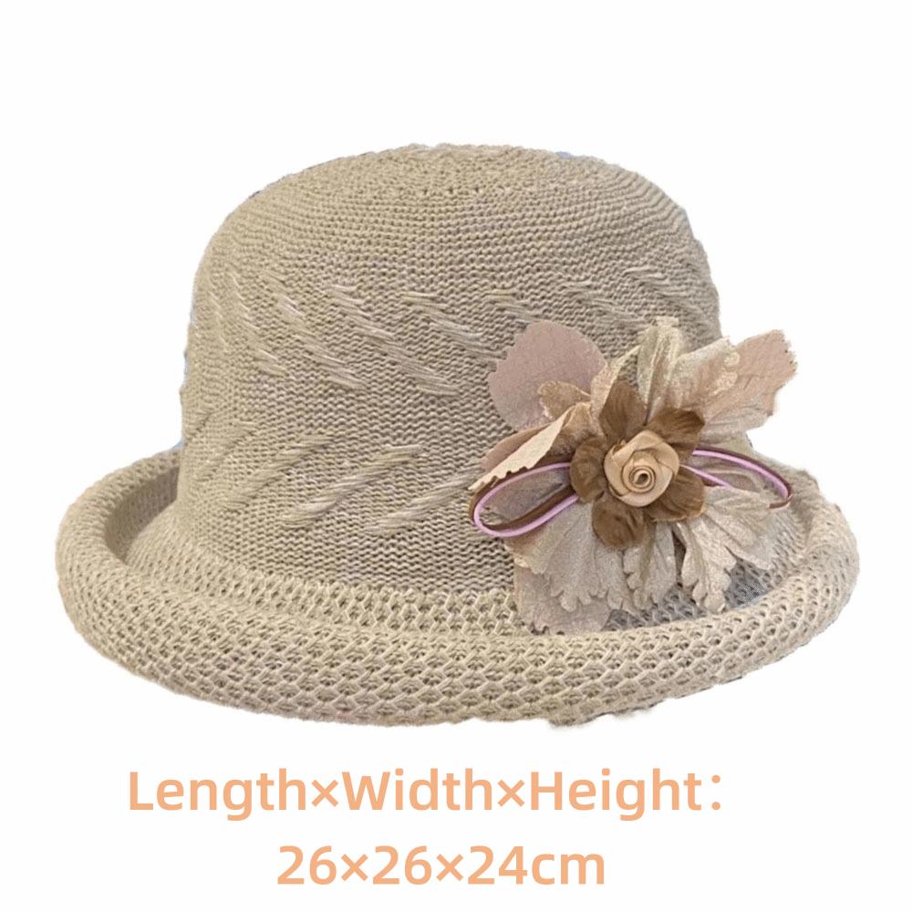 with Butterfly Knot Flower Straw Bucket Hats Dome Wedding Fascinator Hat Sunshade Cap Traveling