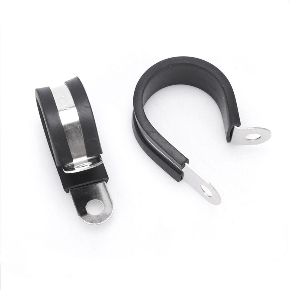 R-type Wiring Hose Clamp Metal Rubber Lined Clips Pipe Mounting Fix Bracket Cable Fasteners Hardware Electrical Fittings