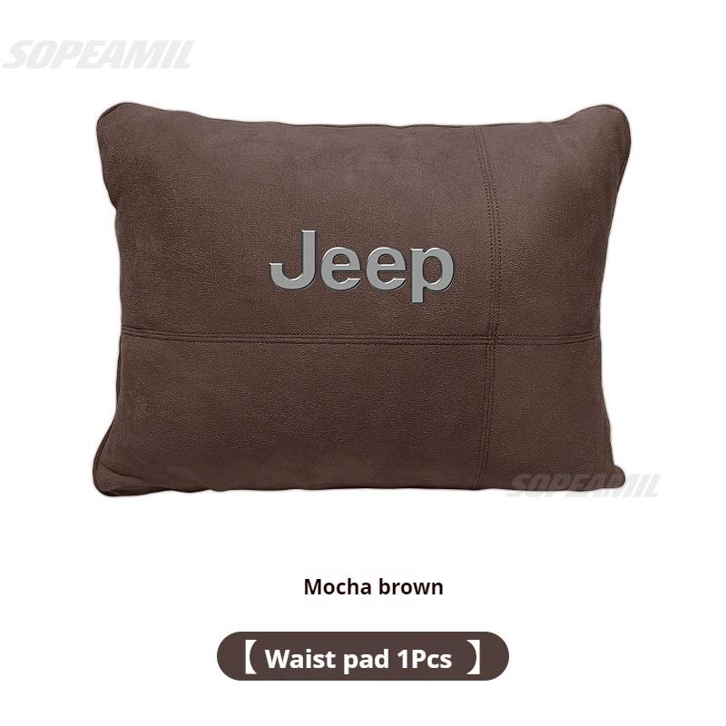 Jeep Grand Cherokee Wrangler JK Gladiator Patriot Commander Renegade Compass Suede Car Headrest Neck Pillow Seat Waist Cushion ALP1