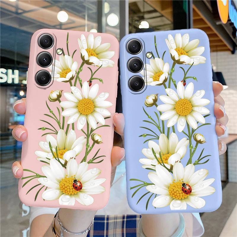 Мягкий силиконовый чехол с цветочным узором Galsang для Samsung M35 A35 Xiaomi Redmi Note 13 Pro iPhone Huawei Honor Realme Camera Защитный противоударный чехол