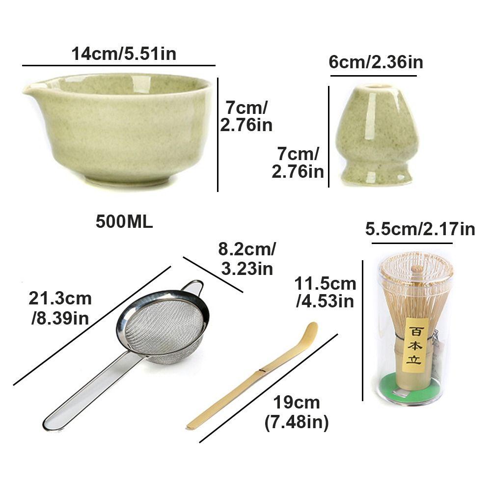 5PCS With Strainer Spoon Matcha Whisk Set Bamboo Ceramic Japanese Chasen  Stirring