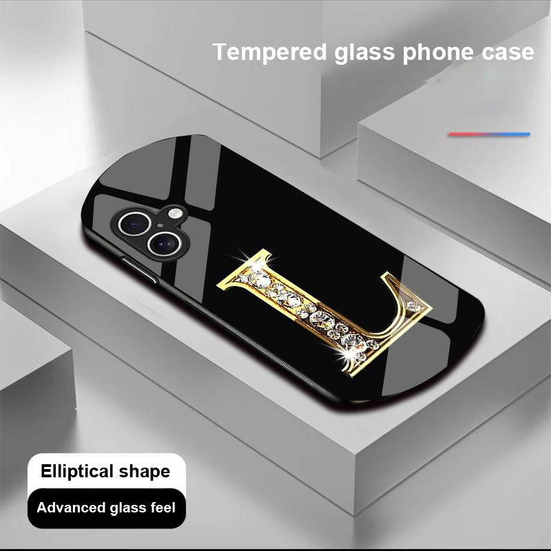 Бриллиантовые символы для Apple iPhone 16 11 13 15 14 Pro Max 12 Mini 7 8 Plus XR X XS Чехол для телефона из закаленного стекла эллиптической формы