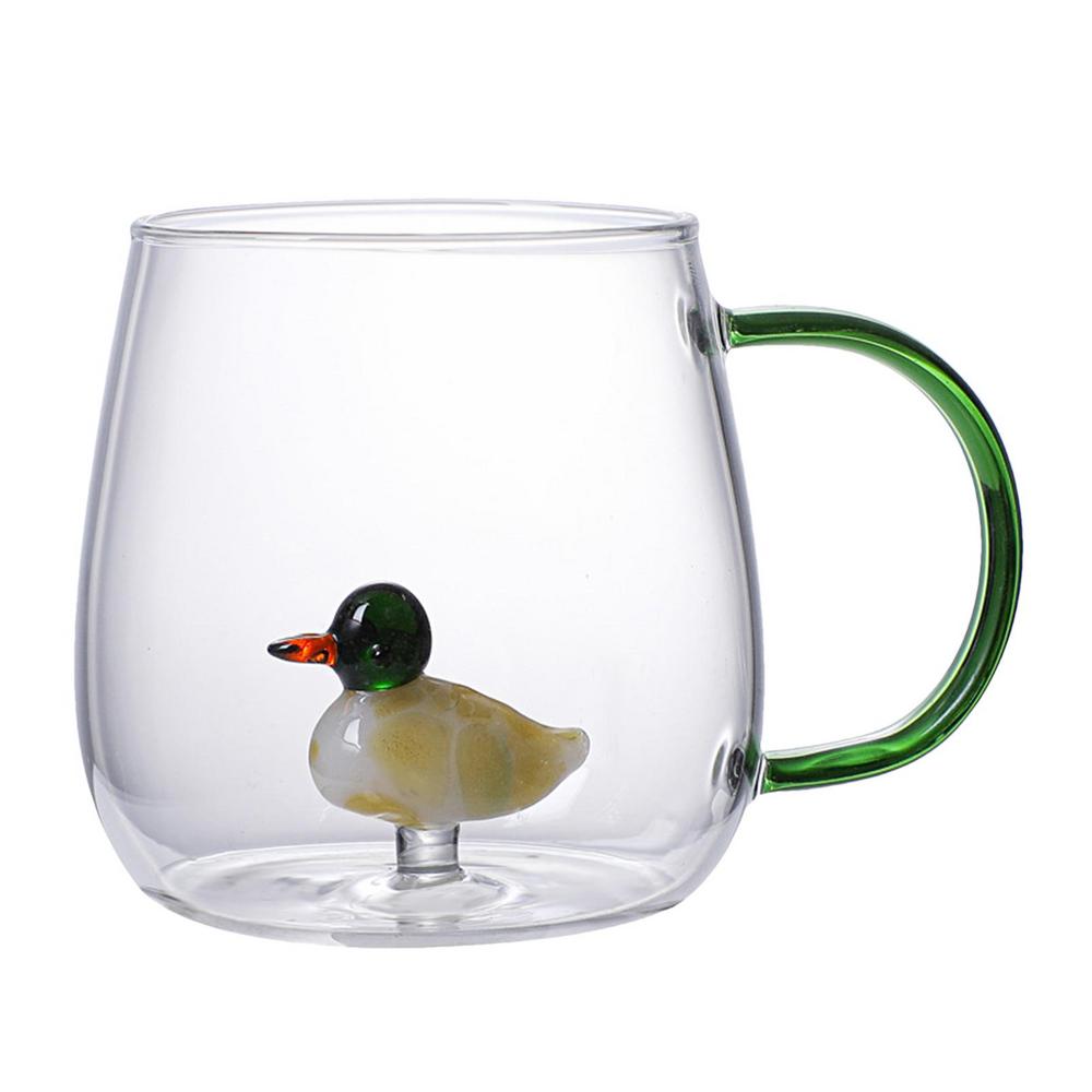 Кактус / Маленький кит Стеклянная чашка Трехмерная форма животного и растения Чашка для кофе, молока, напитков Милая прозрачная стеклянная чашка