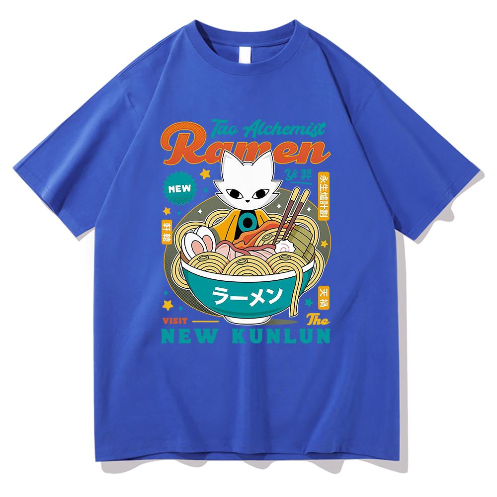 Nine Sols Yi RaUnisex T Shirt Fashion Unisex Aesthetic Funny Cute Cat Noodle TShirt Unisex High Quality Noodles Cotton Tees Shirts