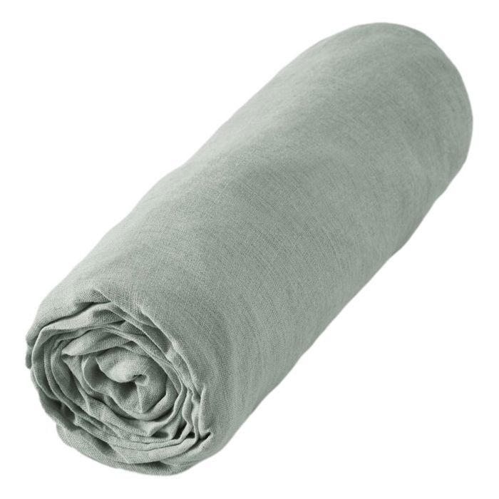 Drap housse "Soline" toutes dimensions Lin lavé - 90x190 - Eucalyptus
