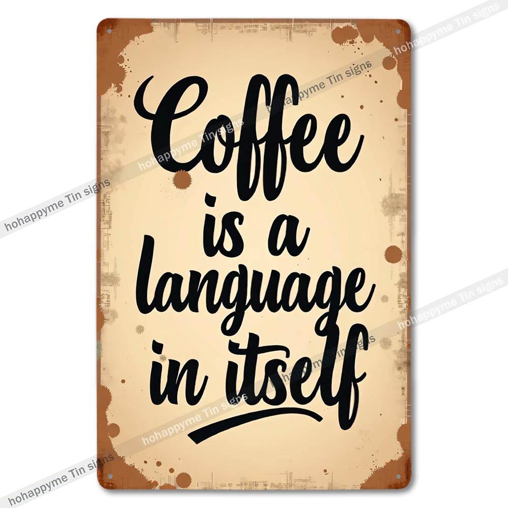 Retro Coffee Metal Tin Sign Vintage Wall Art Decor Grinder Decorative Kitchen Dining Room Home Decor Gift Idea