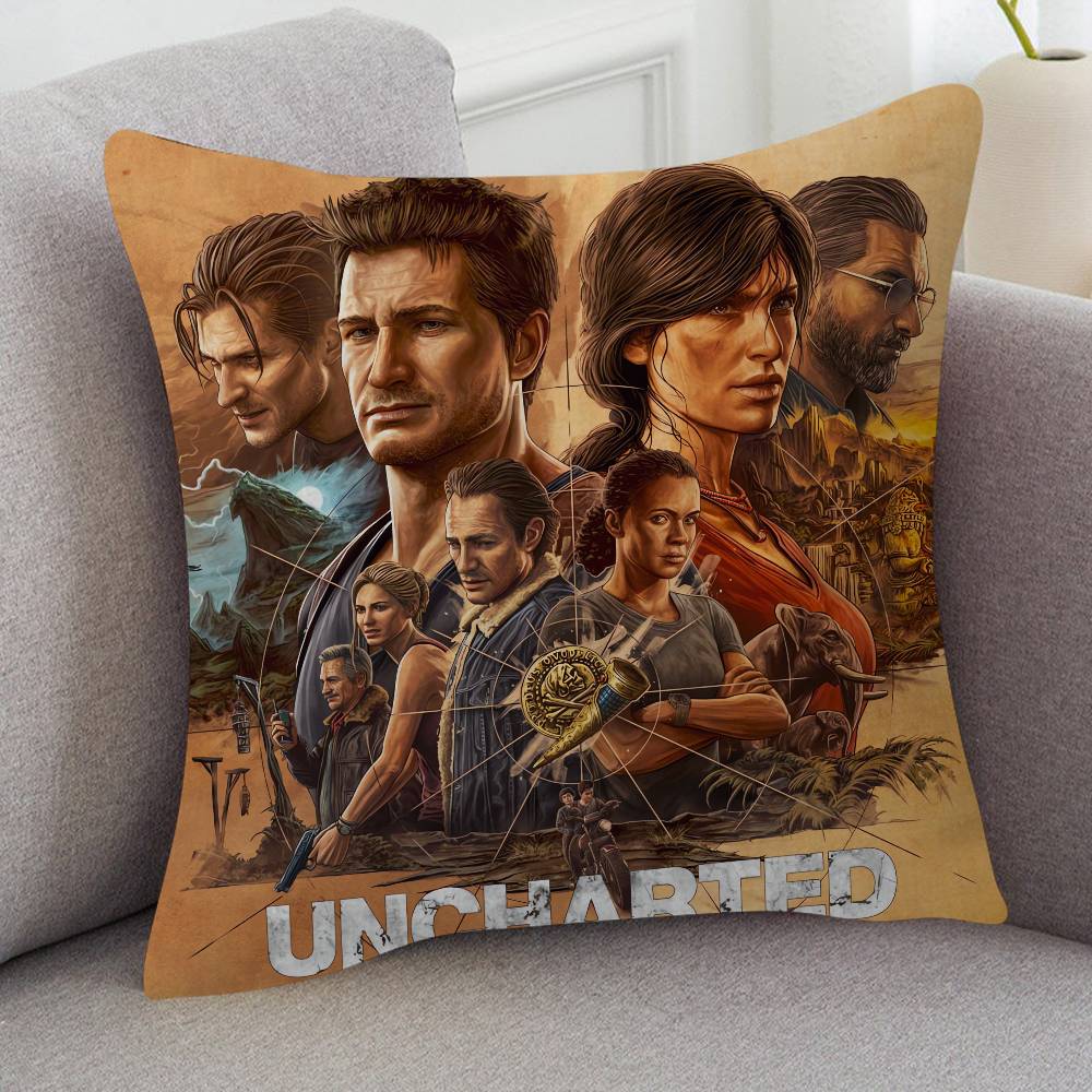 Game Uncharted Cute Cartoon L Game Cushion Cover Pillowcase Upholstery Sofa Throw Pillow Home Decor Pillowcas