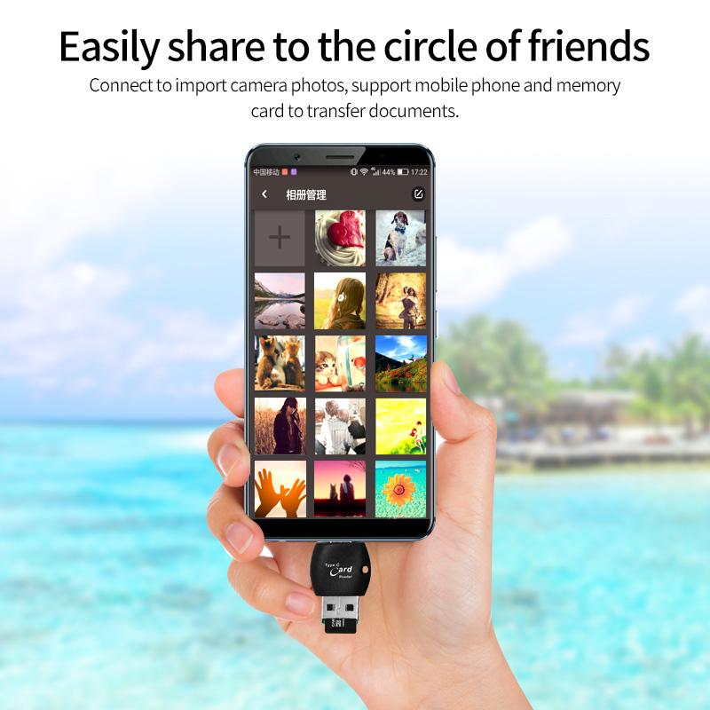 HdoorLink 2 в 1 USB C TF-кардридер Универсальный Type-C OTG высокоскоростной мини-адаптер USB 2.0 для ноутбука, ПК, мобильного телефона