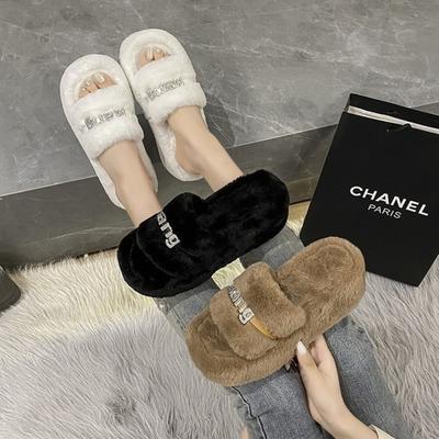 Модные домашние меховые шлепанцы с мехом, плюшевые тапочки, пушистые шлепанцы, роскошные туфли на платформе, женская модная обувь 2024 года от Zapato De Mujer
