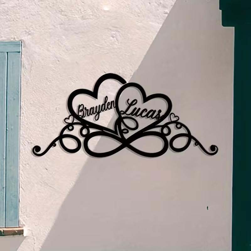 Personalized Wedding Gift for Couple, Metal Heart Sign with Name and Date, Wedding Date Sign,Anniversary Gift,Valentines Day Gif