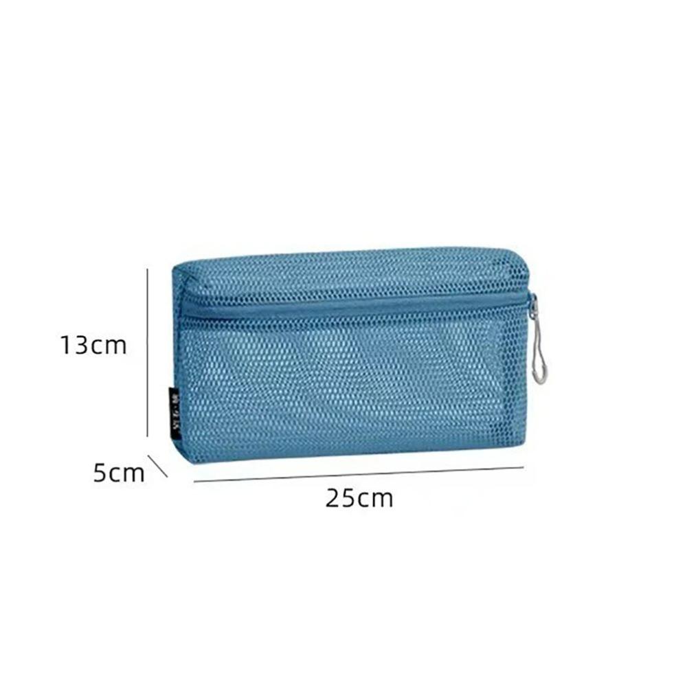 Casual Nylon Storage Pouch With Zipper Mesh Cosmetic Bag Hand-held Multipurpose Mesh Pouch Women