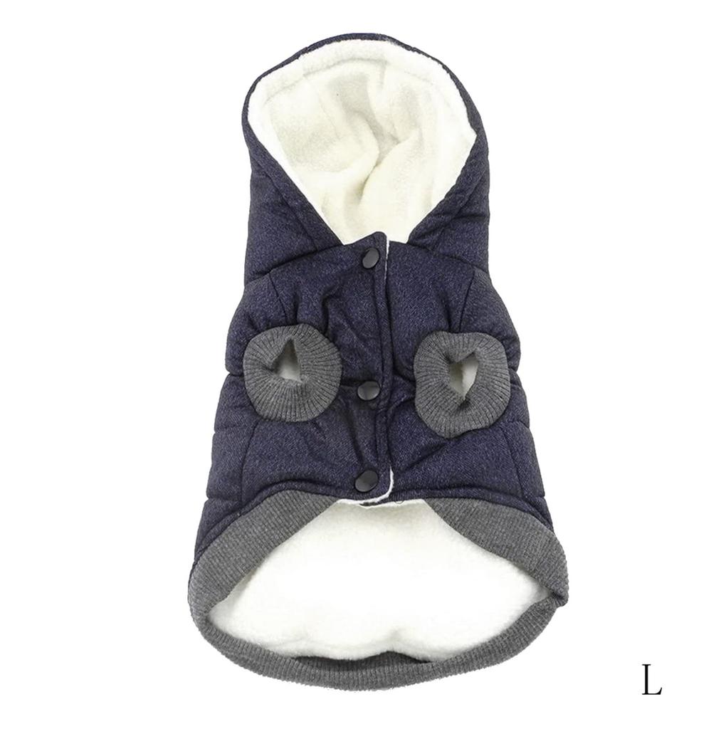 Куртка, толстовка, зимний пуховик, домашнее пальто с капюшоном Anumal, теплая одежда для крупных и средних собак (L (грудь: 44см, Шея: 29см), синий)