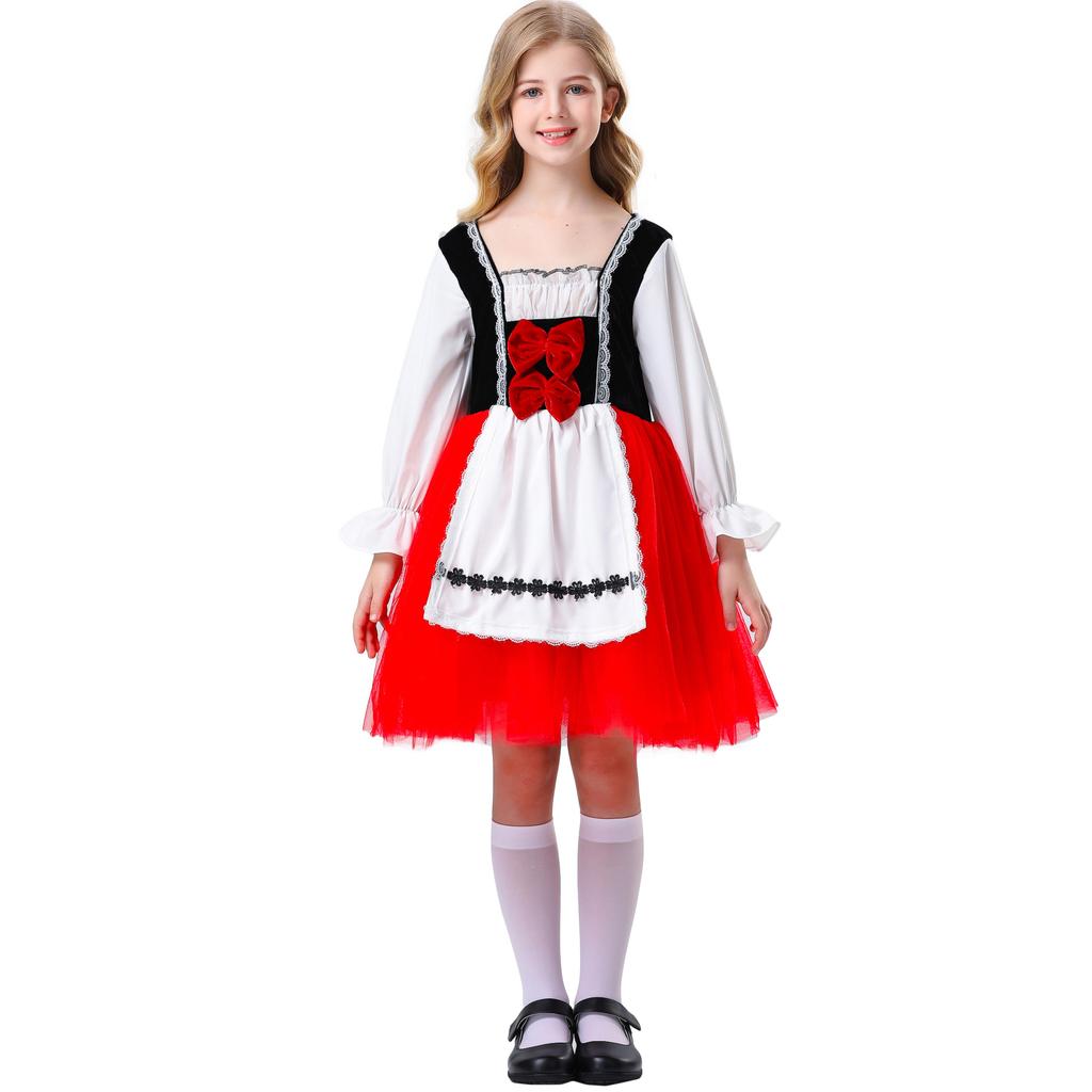 Halloween Little Red Riding Hood Costume Red Cape Cosplay Stage Costume, Girl Cosplay
