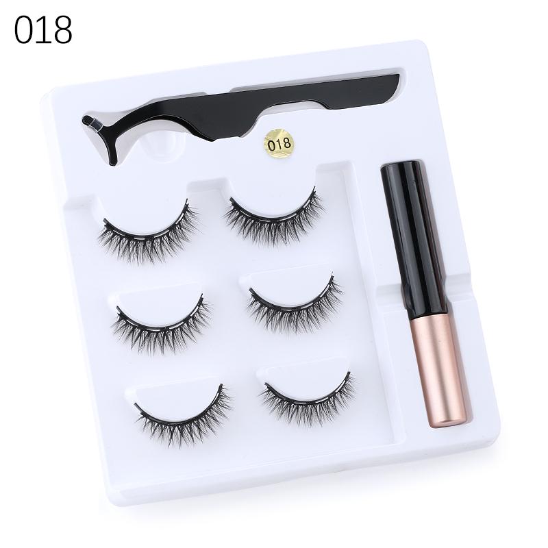 3 Pairs Eye Makeup Magnet Lashes Magnetic False Eyelashes Liqiud Eyeliner Beauty Kit Mink Eyelash