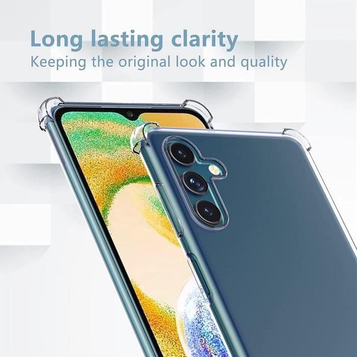 Coque pour Samsung A04s Transparent 4 Coins Renforcés + 2 Verres Trempés