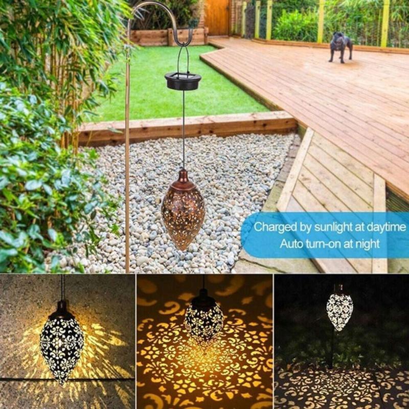 Solar Garden Light LED Garden Lamp Outdoor Rainproof Solar Water Drop Rugby Chandelier Garden Lawn Terrace Decoration