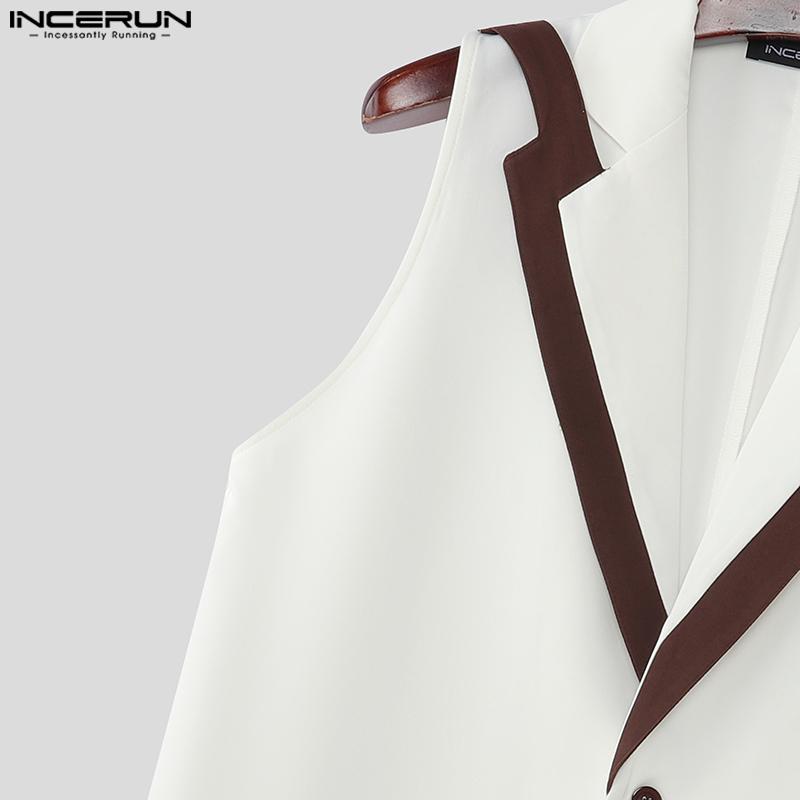 INCERUN 2 шт. Мужской жилет без рукавов с лоскутным шитьем и комплекты нарядов с длинными брюками