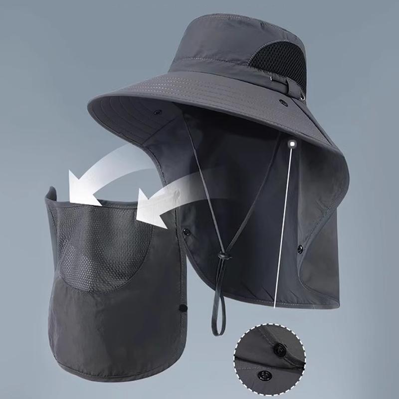 Fisherman Hat Summer Sun Hat Men'S Outdoor Mountaineering Hat Fishing Face Covering Wide Brim Sun Hat