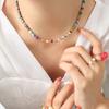 Dopamine Natural Stone Colored Beaded Necklace Bohemian Ethnic Style Temperament Personality Niche Design Jewelry Women