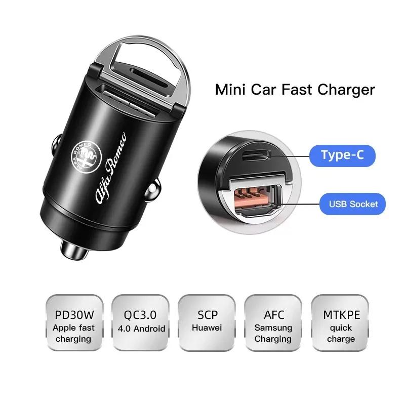 Hub Caps Car Interior Charger 3 In 1 Charging Cable Auto Accessories For Alfa Romeo Giulietta Mito 159 Giulia Stelvio 156 147 ToOZ2