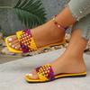 Мода 2025Женские тапочки Дизайнерские тапочки с квадратным носком Летние шлепанцы с открытым носком Пляжные шлепанцы Модные плетеные вручную тапочки для женщин Слайды