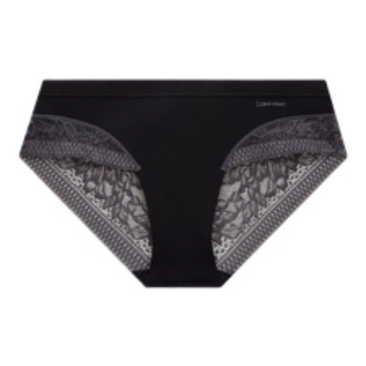 Calvin Klein FW22 Lace Stretch Breathable Sexy Triangle Underwear Women Underwear Black QF6933ADCC2-UB1