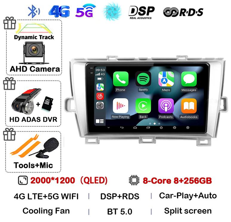 Android 14 Carplay Auto для Toyota Prius 3 XW30 2009 2010 2011 2012 2013-2015 LHD RHD Автомобильный радиоприемник Мультимедийный проигрыватель GPS Стерео DSP