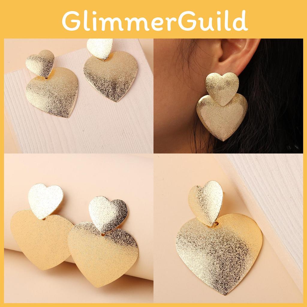 Metal Heartshaped Earrings For Women Fashion Geometric Design Gift Wedding