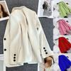 Women's Solid Color Black Button Pocket Blazer Suit Long Sleeve Cardigan Korean Fashion Casual Multi Colors Blazers Jacket