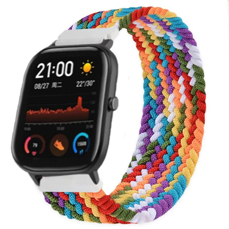20 мм 22 мм плетеный ремешок для часов Amazfit GTS 4/2/2e/GTS2 Mini/GTR 4/2/2e/3/Pro 47 мм Stratos браслет ремешок для часов Amazfit Bip Strap