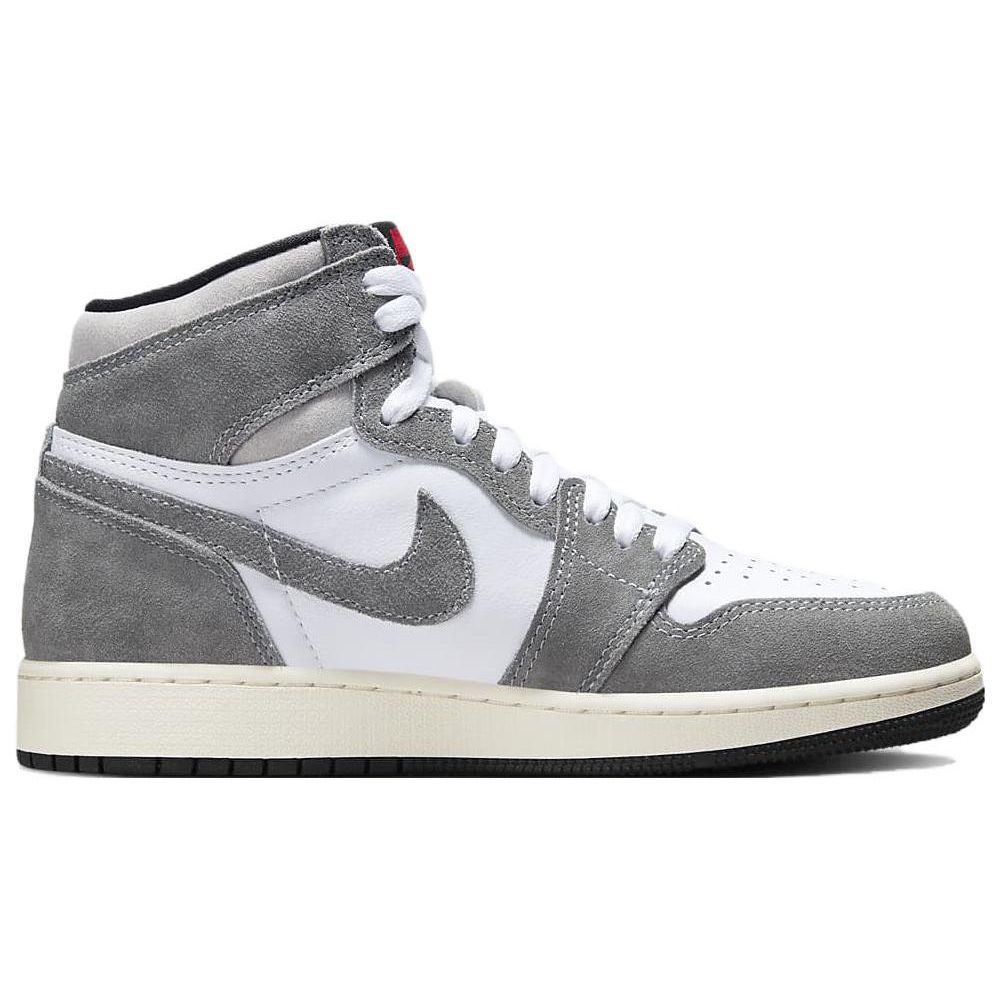 Детские кроссовки Air Jordan 1 Retro High OG GS Washed Black Серые огненно-красные светло-дымчато-серые FD1437-051