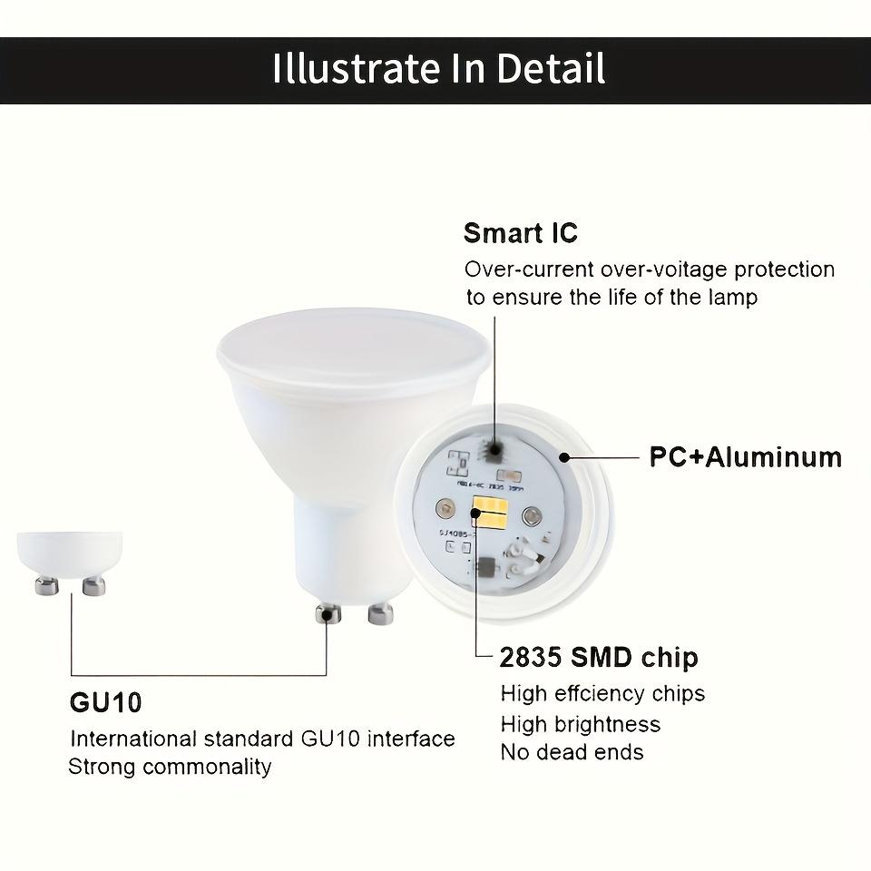 4 шт. Светодиодная лампа-прожектор GU10 AC220V 3 Вт 6 Вт 9 Вт 12 Вт Угол луча 180 градусов Высокий люмен Внутренние светодиодные энергосберегающие лампы