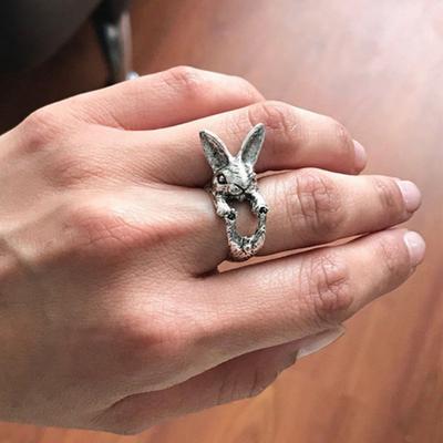 Винтажные Серебристые Открывающиеся Кольца-Кролики Для Женщин Мужчин Панк Изящные Милые Животные Кольцо-Кролик Готическая Вечеринка Украшения Подарки